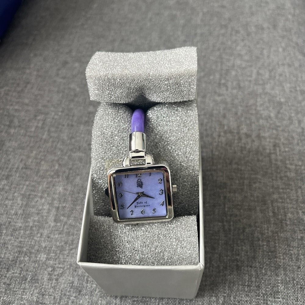 Jade of Yesteryear Silvertone Lavender Jade Bangle Watch, New